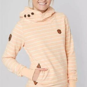 Naketano Light Peach Striped Cowl Neck Sweater
